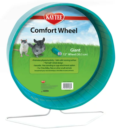 Kaytee Comfort Wheel Giant for Chinchillas, Rats and Other Small Animals, Plastic Exercise Wheel, 12 Inches, Blue