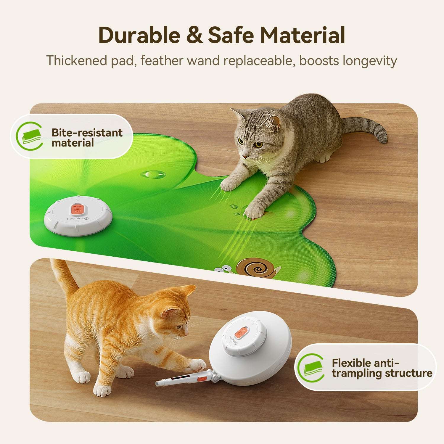 FeelNeedy 2 in 1 Interactive Cat Toys for Indoor Cats, Automatic Rechargeable Hide and Seek Cat Toy with Moving Concealed Feathers and Red Dot for Cats and Kittens Self Playing