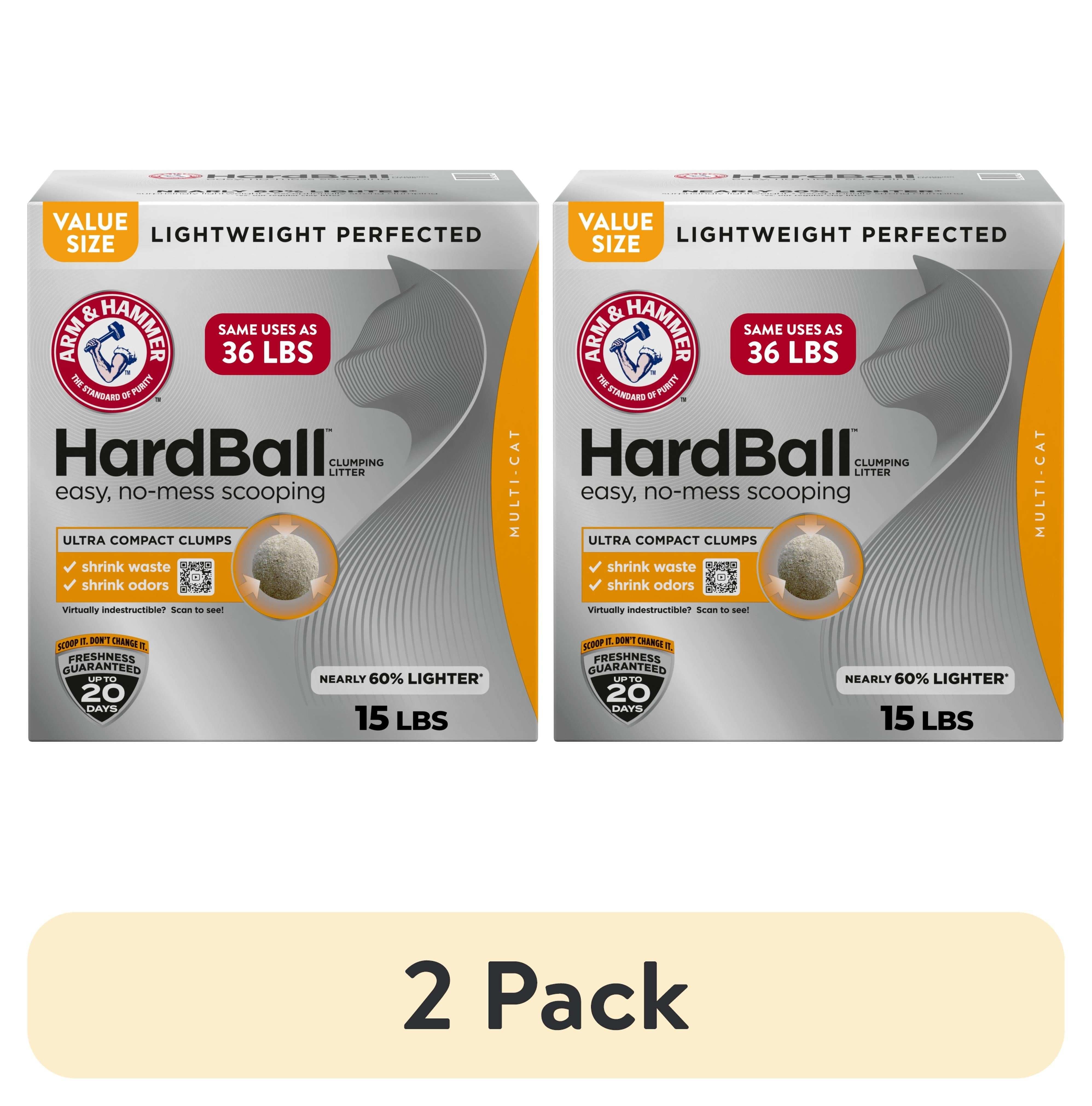 ARM & HAMMER Hardball Lightweight Cat Litter, Clumping, No-Mess Scooping, Multi-Cat, 15 lb