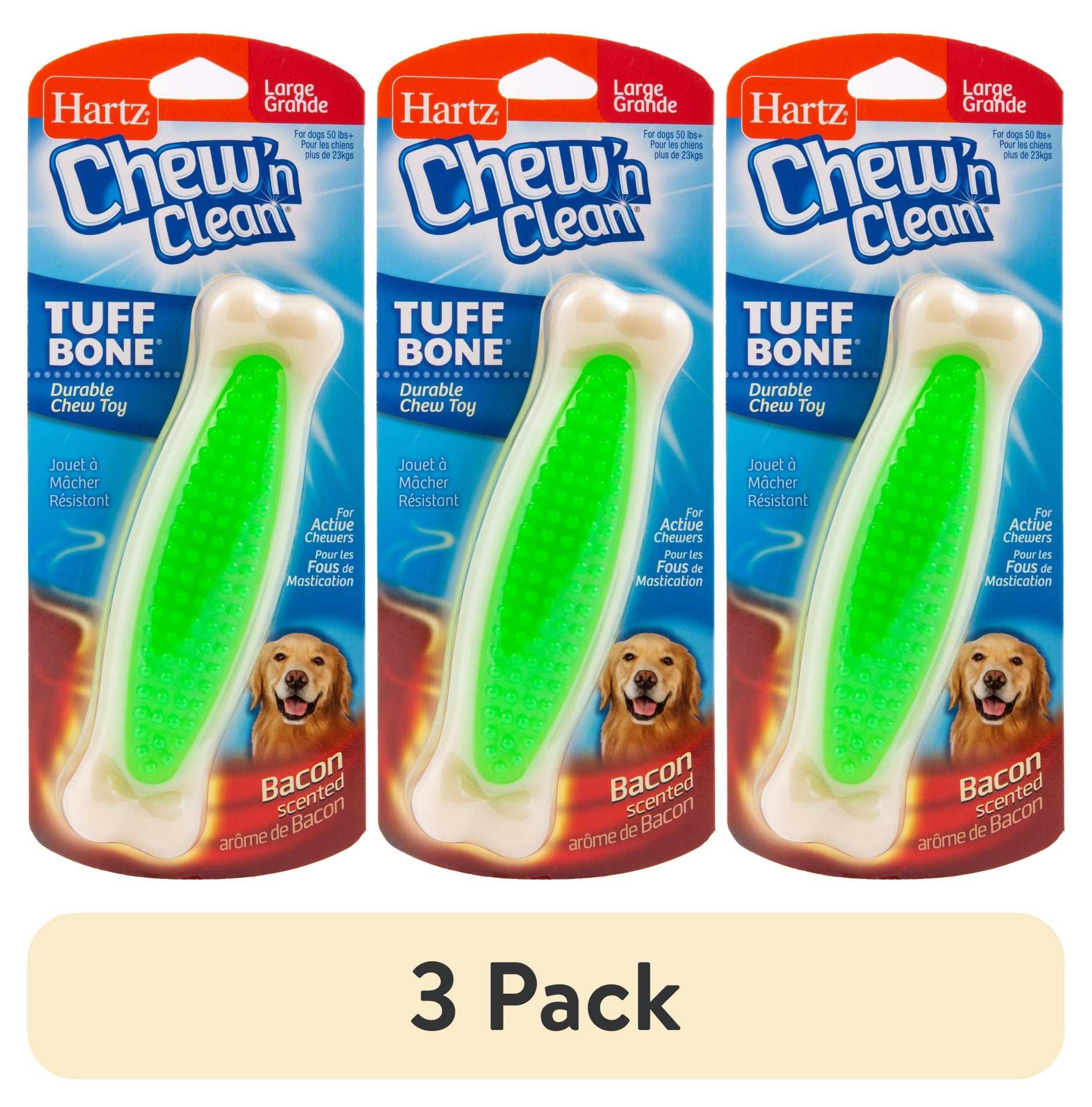Hartz Chew n Clean Tuff Bone Dog Toy, Small, Color May Vary
