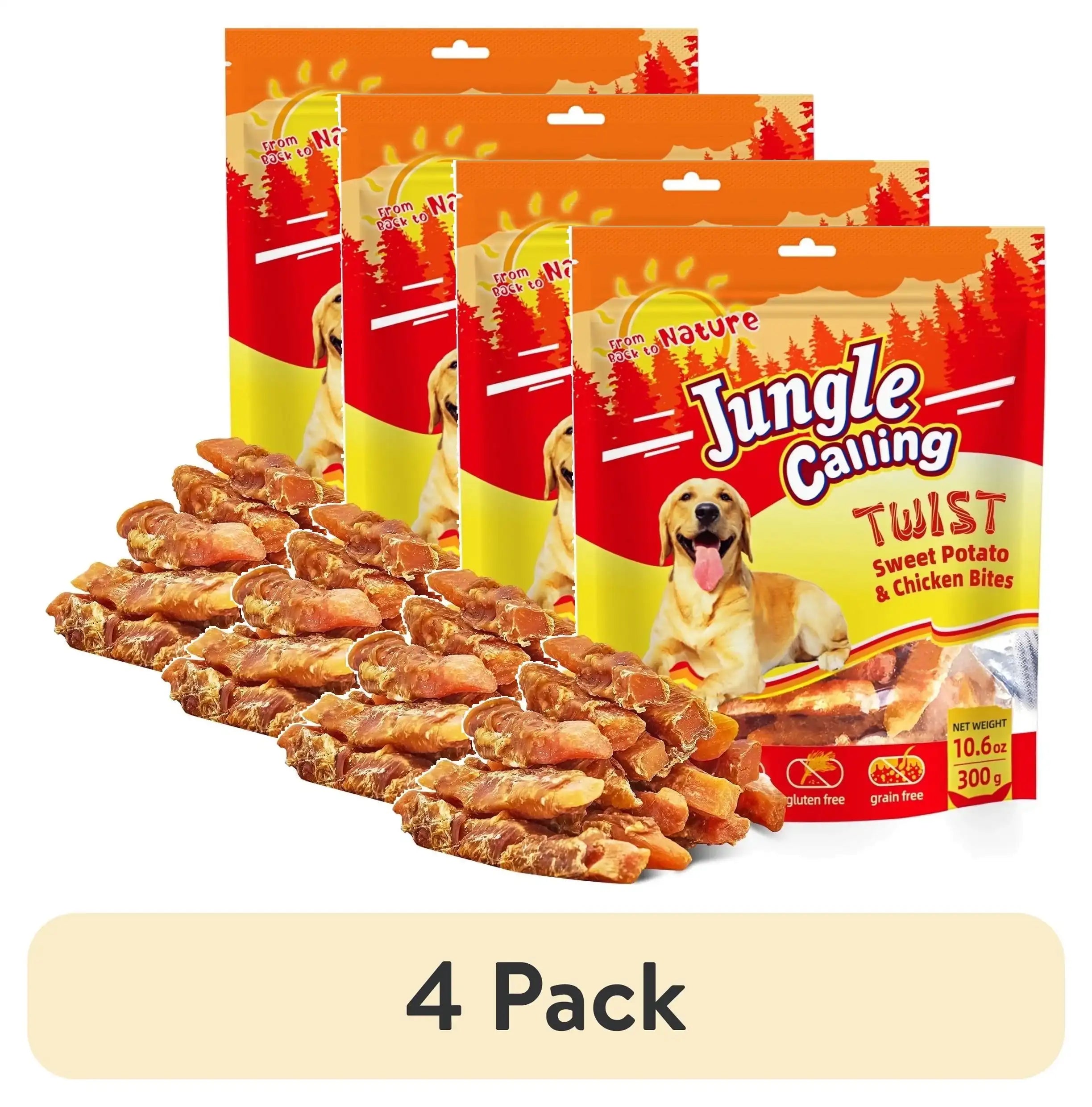 Jungle Calling Dog Treats, Chicken Wrapped Sweet Potato, Gluten and Grain Free, Chewy Dog Bites for Balanced Nutrition, 10.6 oz