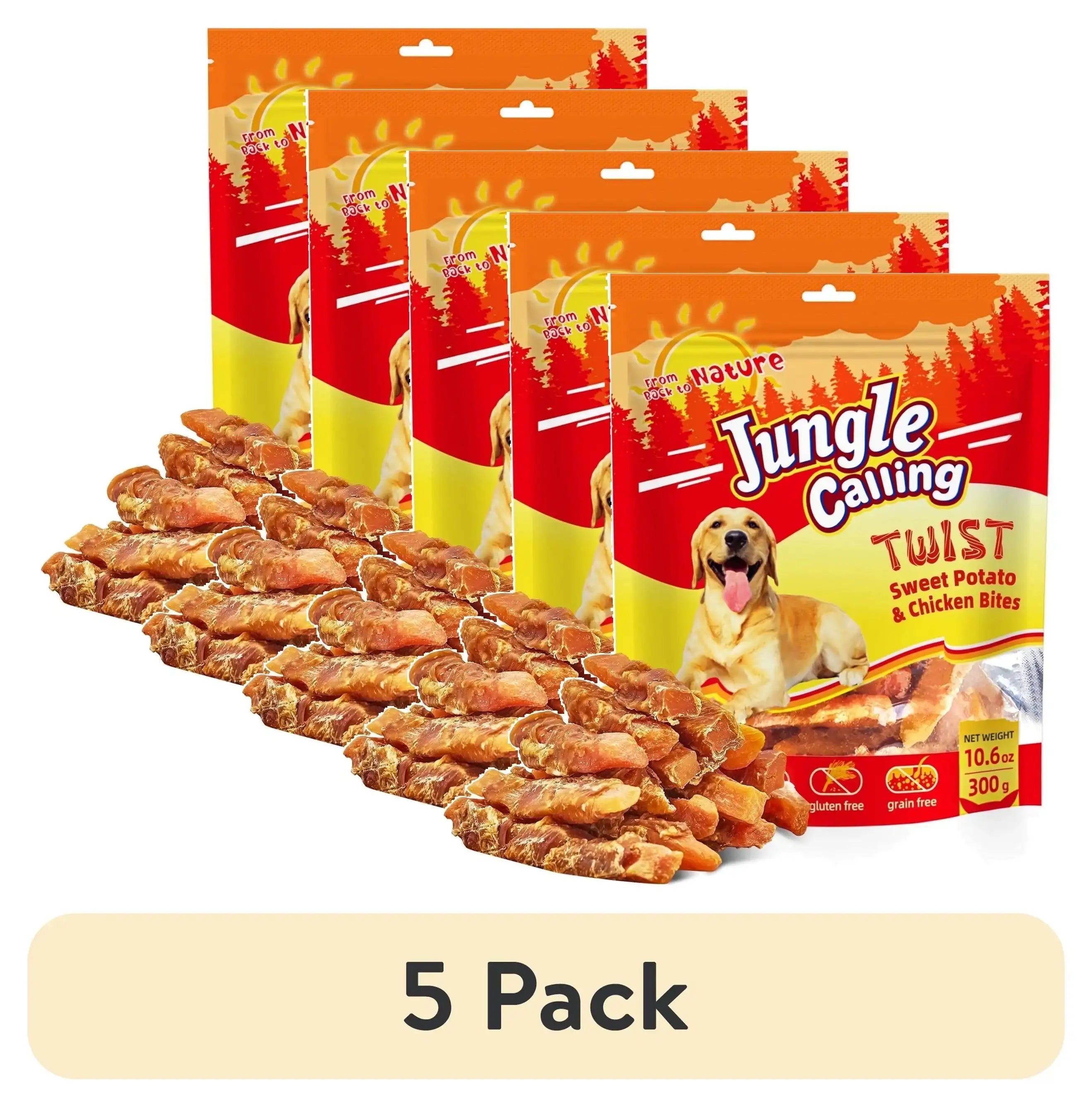 Jungle Calling Dog Treats, Chicken Wrapped Sweet Potato, Gluten and Grain Free, Chewy Dog Bites for Balanced Nutrition, 10.6 oz