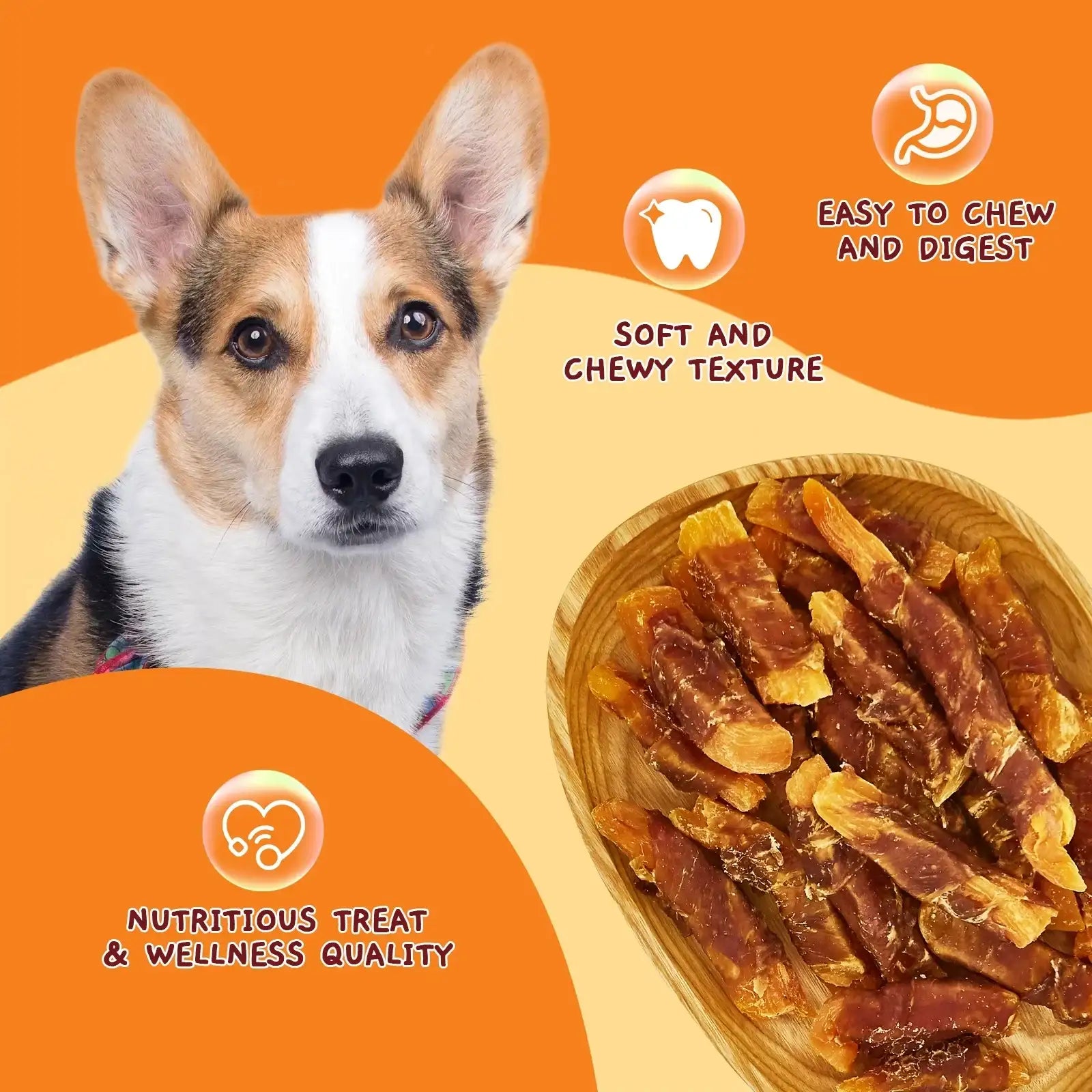 Jungle Calling Dog Treats, Chicken Wrapped Sweet Potato, Gluten and Grain Free, Chewy Dog Bites for Balanced Nutrition, 10.6 oz