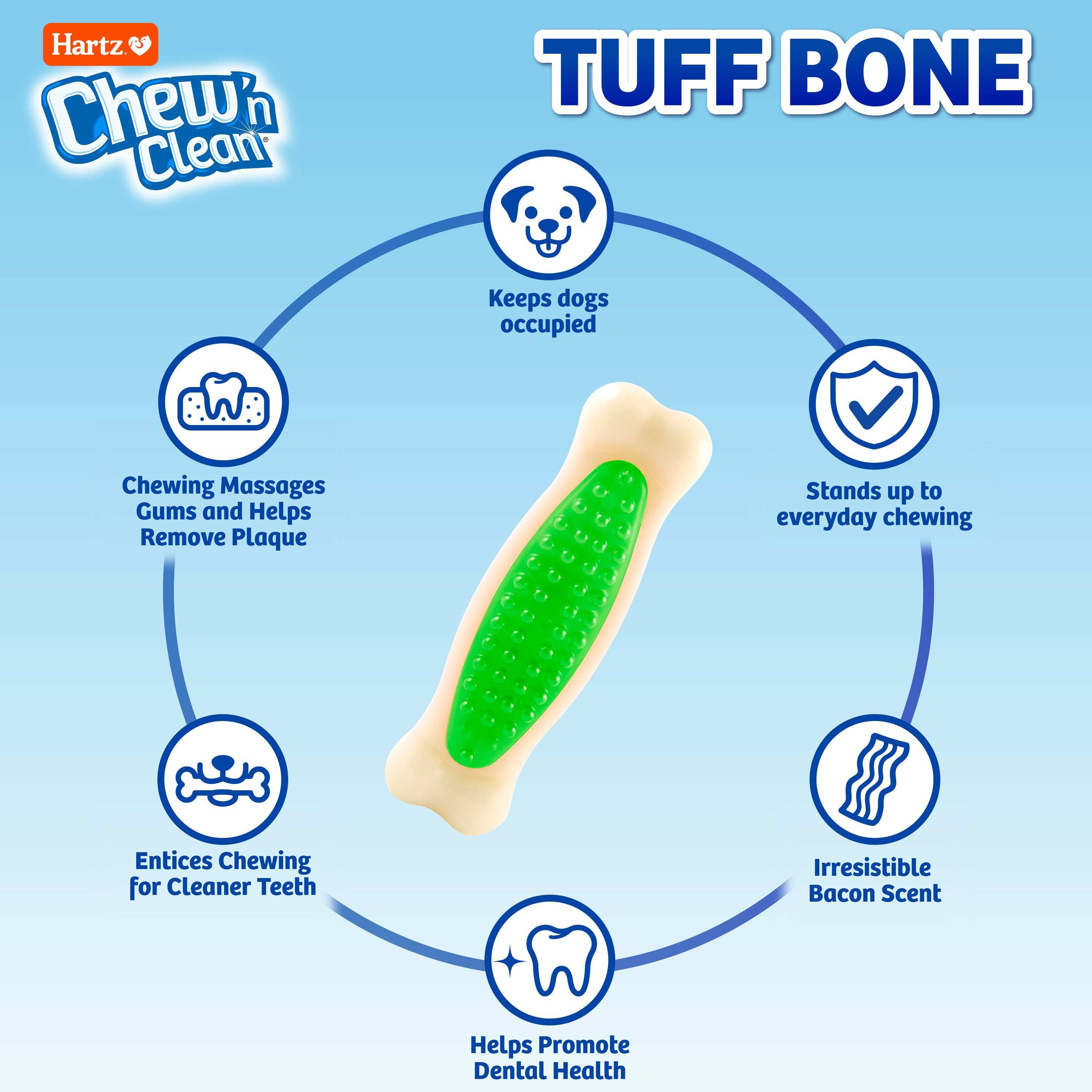 Hartz Chew n Clean Tuff Bone Dog Toy, Small, Color May Vary