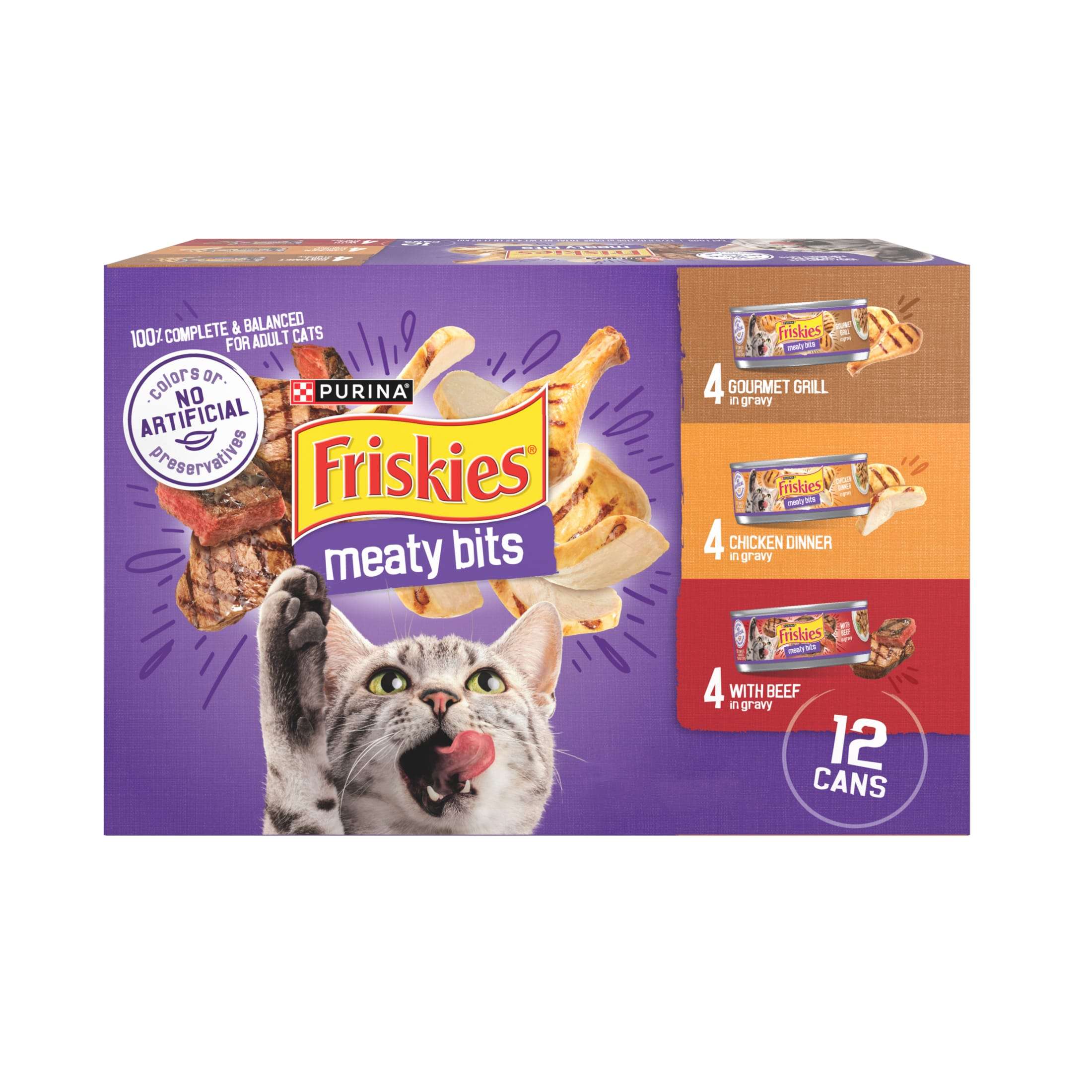 Friskies Gravy Variety Pack, Meaty Bits, Wet Cat Food, 12 Pack, 5.5 oz. Cans
