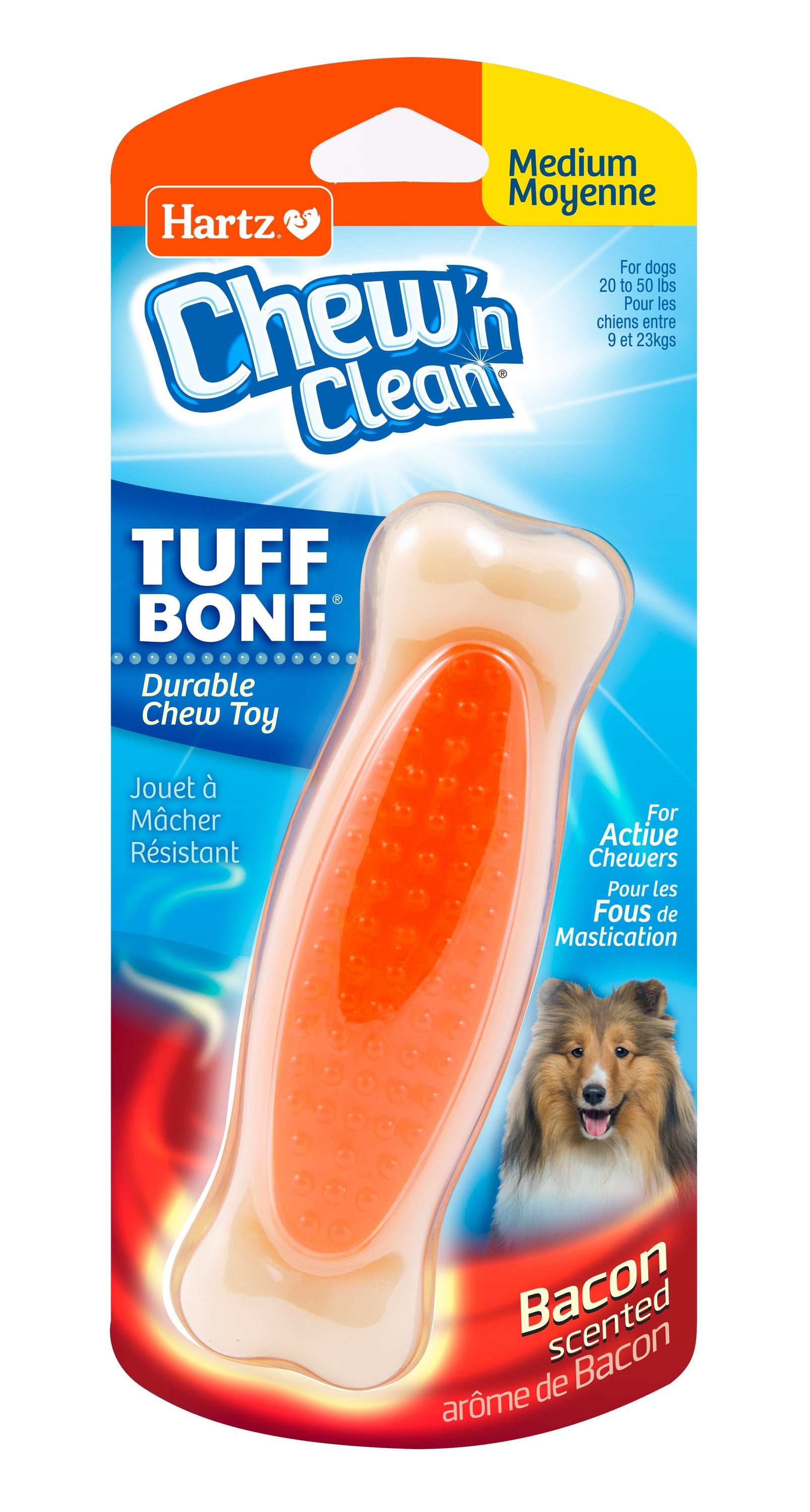 Hartz Chew n Clean Tuff Bone Dog Toy, Small, Color May Vary