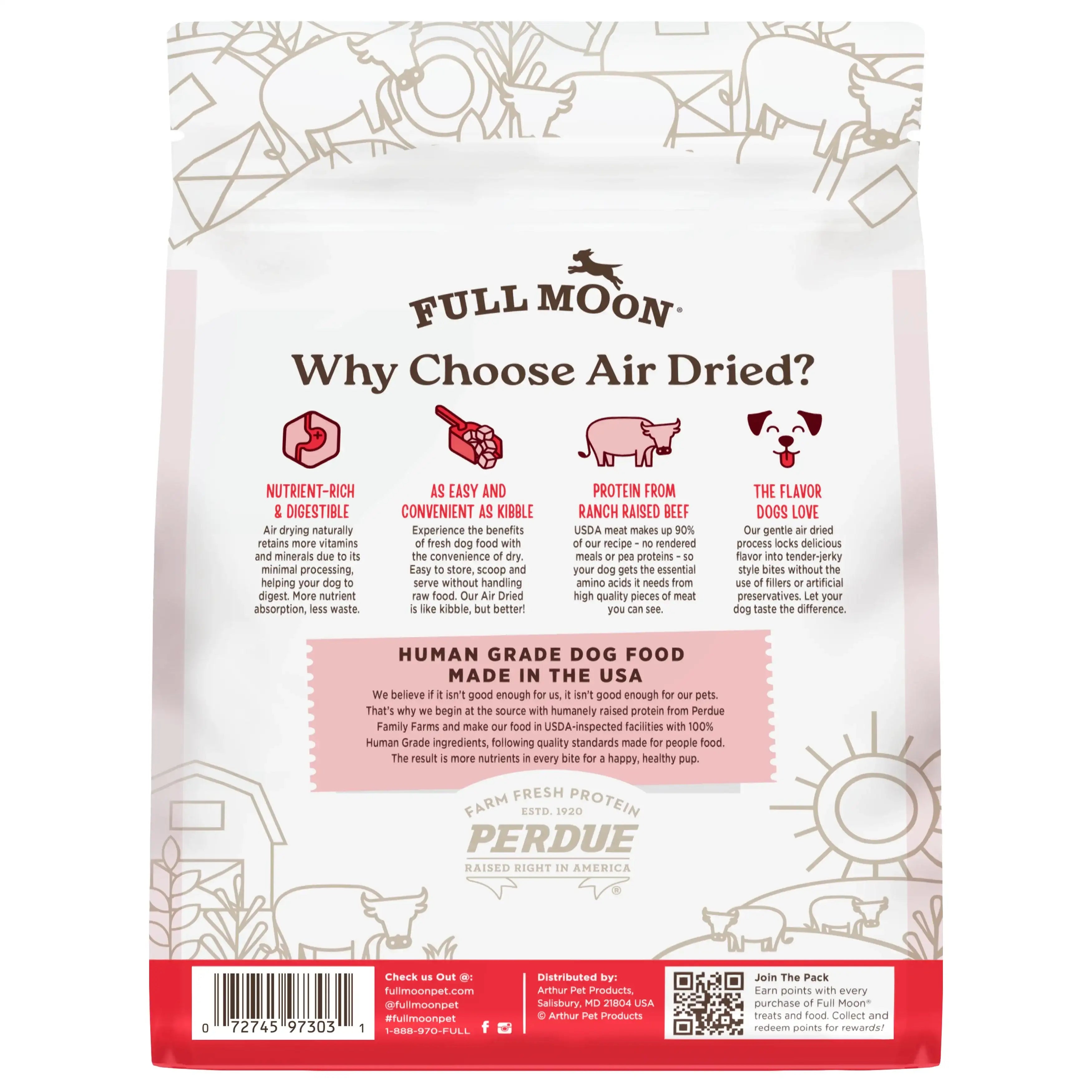 Full Moon Air Dried Beef Dog Food (Premium Feed, 16 Ounces)