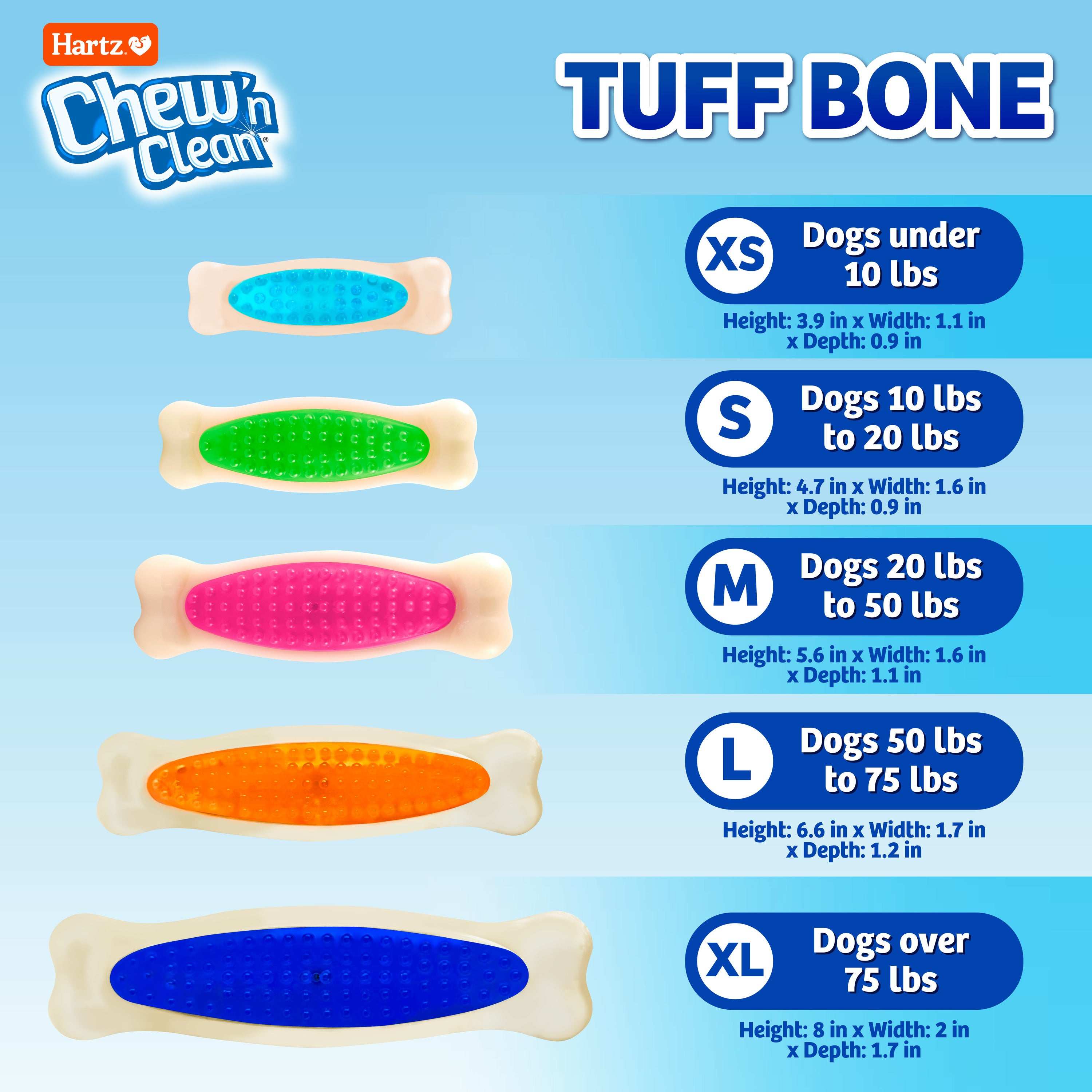 Hartz Chew n Clean Tuff Bone Dog Toy, Small, Color May Vary
