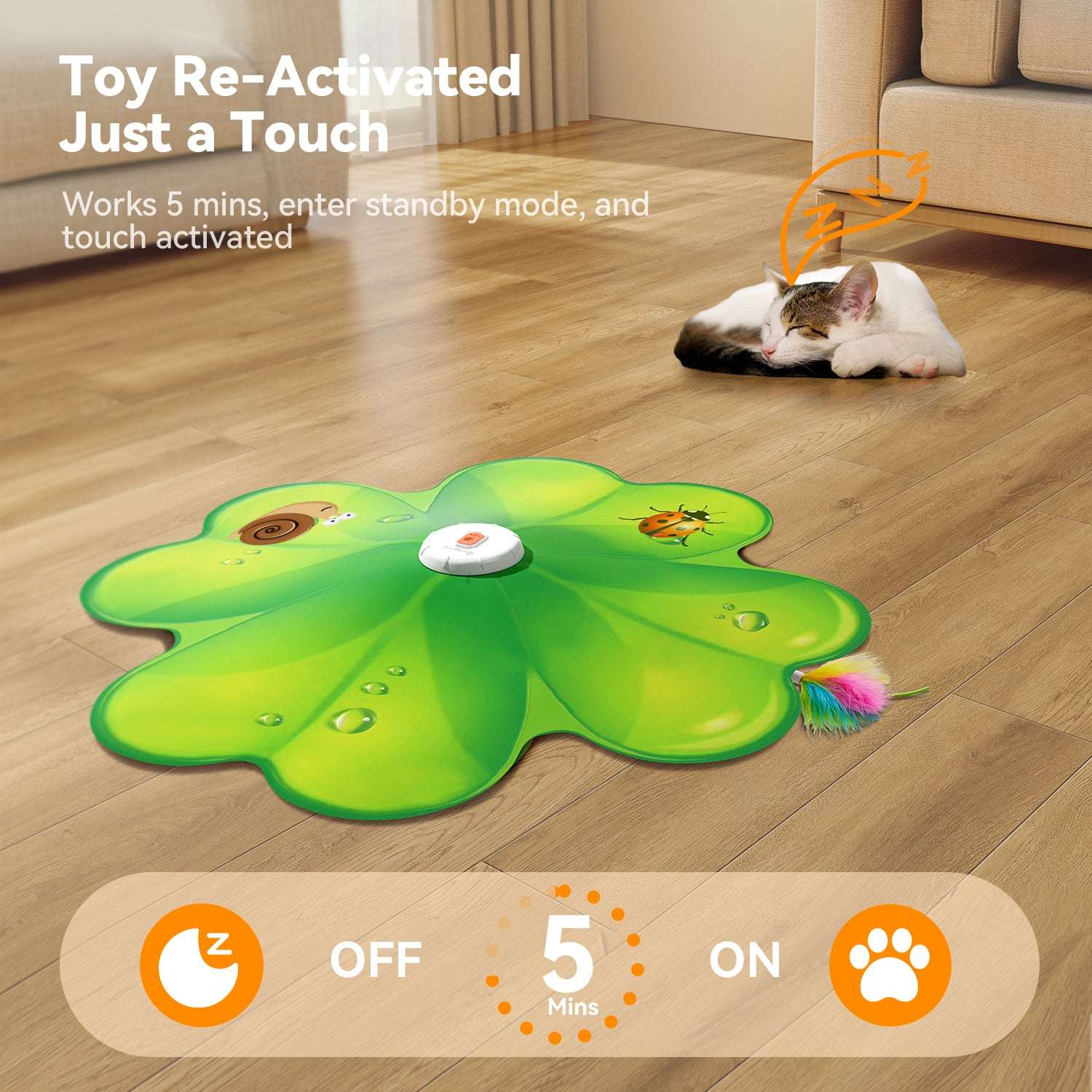 FeelNeedy 2 in 1 Interactive Cat Toys for Indoor Cats, Automatic Rechargeable Hide and Seek Cat Toy with Moving Concealed Feathers and Red Dot for Cats and Kittens Self Playing